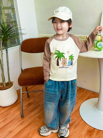 Παιδικό μπλουζάκι από 100% βαμβάκι, μακριά μανίκια, στρογγυλή λαιμόκοψη, μοτίβο με κινούμενα σχέδια, για παιδιά 1–3 ετών