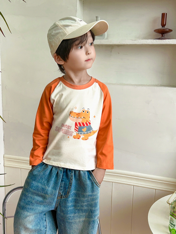 Παιδικό μπλουζάκι από 100% βαμβάκι, μακριά μανίκια, στρογγυλή λαιμόκοψη, μοτίβο με κινούμενα σχέδια, για παιδιά 1–3 ετών