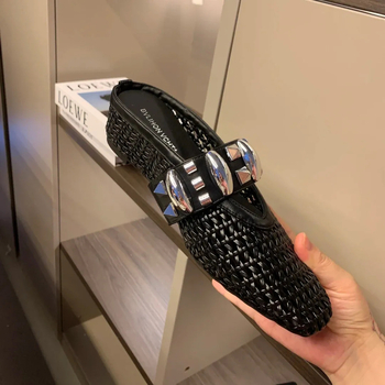 Naiste igapäevased lamedad jalanõud ruudukujulise ninaga, PU ülemine, kummist tald, ilma voodrita