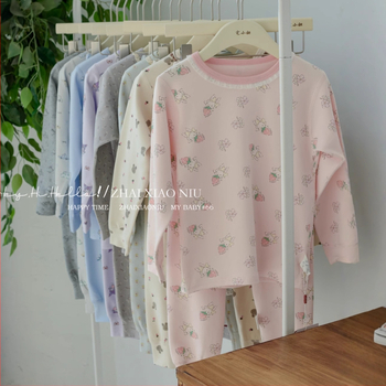 Laste termovikeru komplekt – 95% puuvill, harjatud tekstuur, paks, ümmargune kaelus, unisex, alates 8-aastastest