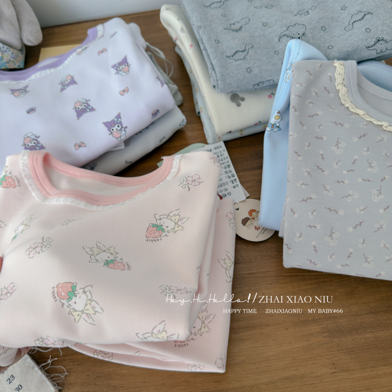 Laste termovikeru komplekt – 95% puuvill, harjatud tekstuur, paks, ümmargune kaelus, unisex, alates 8-aastastest