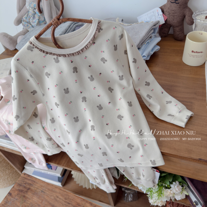 Laste termovikeru komplekt – 95% puuvill, harjatud tekstuur, paks, ümmargune kaelus, unisex, alates 8-aastastest