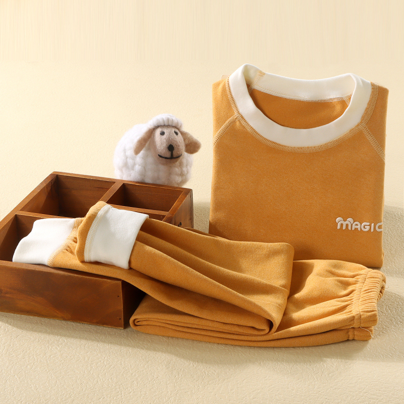 Σετ θερμικού εσωρούχου για παιδιά, Unisex, Χειμώνας, βουρτσισμένος πολυεστερικός φλίς 95%, Κορεάτικoς Στυλ, δύο τεμάχια (πάνω με μακριά μανίκια και παντελόνι), διατηρεί τη θερμότητα