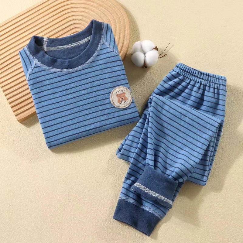 Σετ θερμικού εσωρούχου για παιδιά, Unisex, Χειμώνας, βουρτσισμένος πολυεστερικός φλίς 95%, Κορεάτικoς Στυλ, δύο τεμάχια (πάνω με μακριά μανίκια και παντελόνι), διατηρεί τη θερμότητα