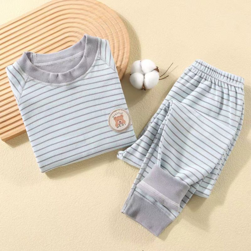 Σετ θερμικού εσωρούχου για παιδιά, Unisex, Χειμώνας, βουρτσισμένος πολυεστερικός φλίς 95%, Κορεάτικoς Στυλ, δύο τεμάχια (πάνω με μακριά μανίκια και παντελόνι), διατηρεί τη θερμότητα