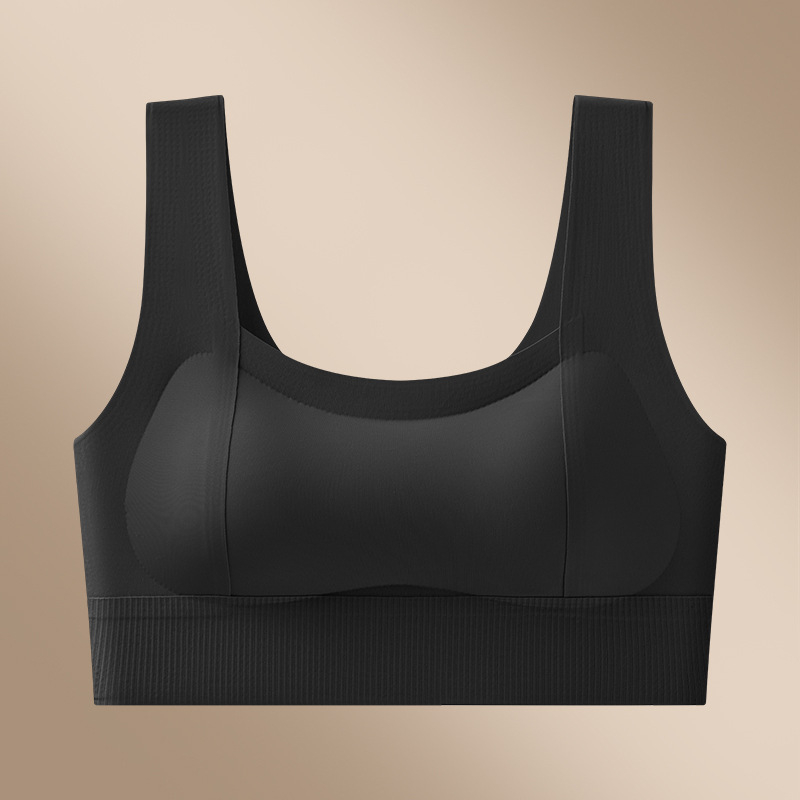 Μπούστο χωρίς τιράντες, χωρίς ραφές, με παχιά διαμορφωμένες κύπελλα, λεία πλάτη, ύφασμα νάιλον Ice Silk, προστασία από τη διαφάνεια