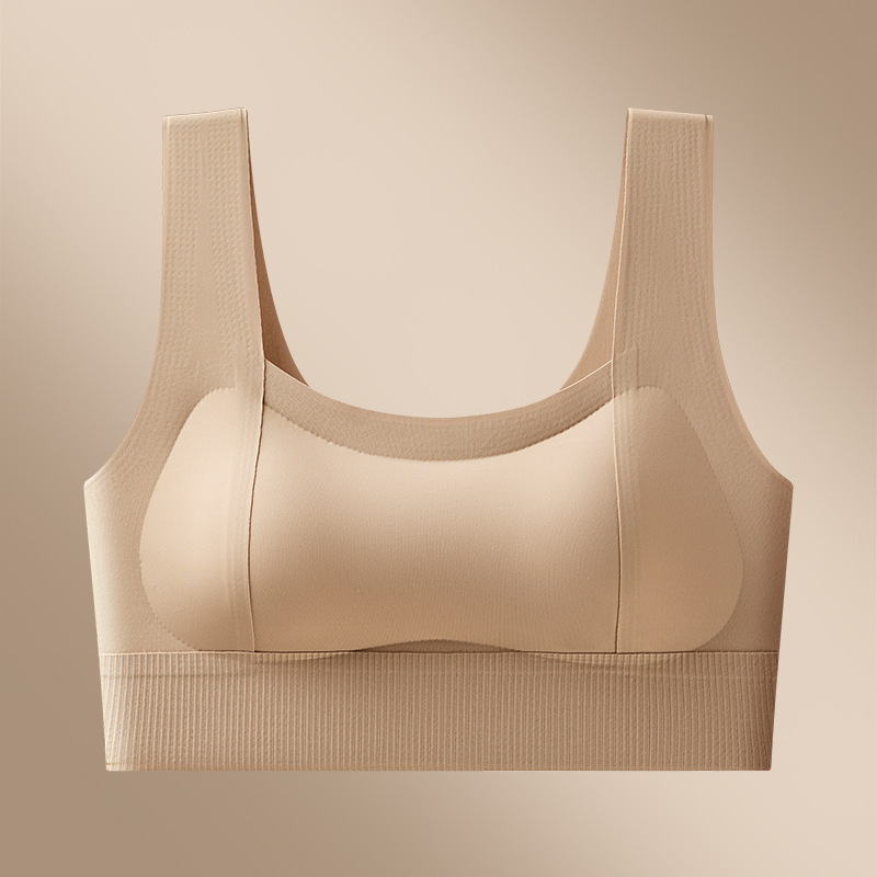 Μπούστο χωρίς τιράντες, χωρίς ραφές, με παχιά διαμορφωμένες κύπελλα, λεία πλάτη, ύφασμα νάιλον Ice Silk, προστασία από τη διαφάνεια