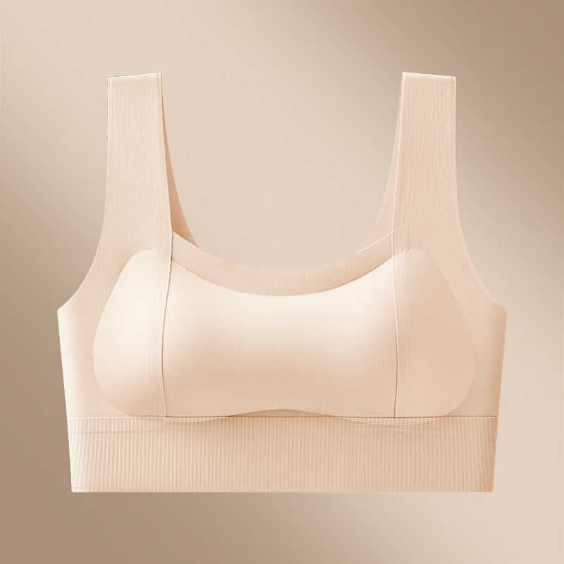 Μπούστο χωρίς τιράντες, χωρίς ραφές, με παχιά διαμορφωμένες κύπελλα, λεία πλάτη, ύφασμα νάιλον Ice Silk, προστασία από τη διαφάνεια