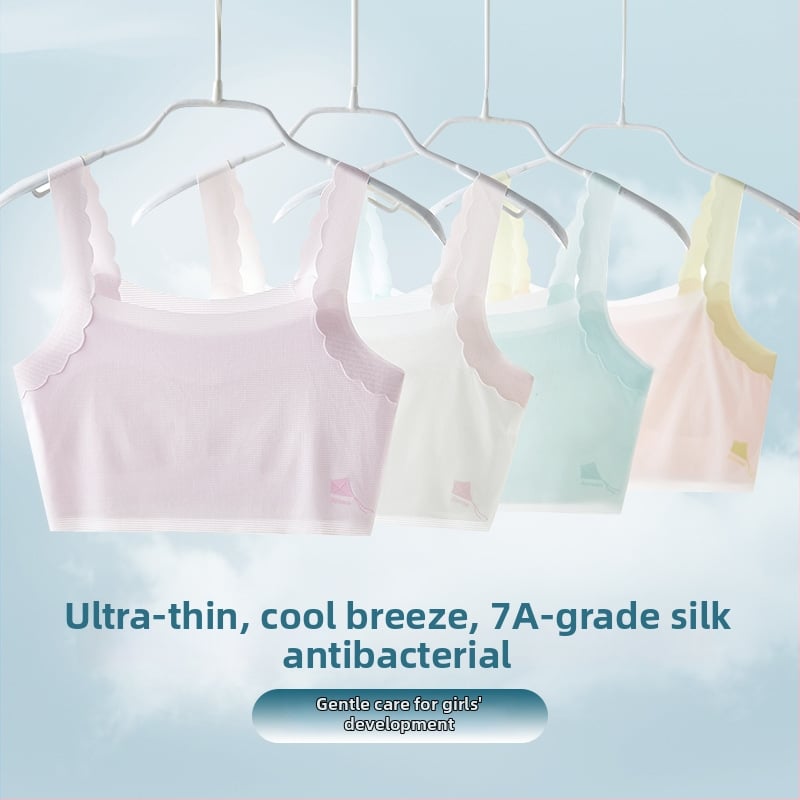 Han Yiting Αθλητικό σουτιέν για κορίτσια, 9–13 ετών, Νάιλον 70–80%, Κύπελλο πλήρους κάλυψης, χωρίς μπανέλες, Αναπνέον και άνετο