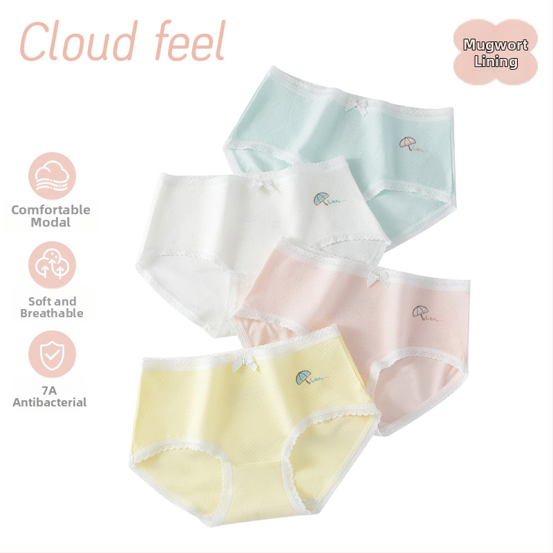 Κοριτσίστικο εσώρουχο από modal με βαμβακερή επένδυση καβάλου, Jacquard ύφανση, αναπνεύσιμο και αντιβακτηριακό, μεσαία μέση, για όλες τις εποχές