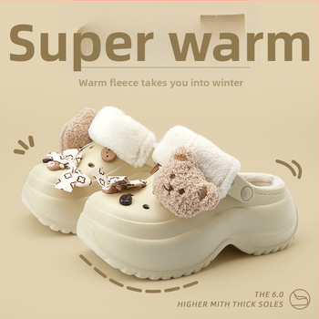 Crocs-stiilis soojad sussid fleece voodriga, paksu tallaga, EVA ülaosa ja tallaga, talv 2024