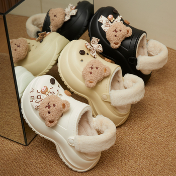 Crocs-stiilis soojad sussid fleece voodriga, paksu tallaga, EVA ülaosa ja tallaga, talv 2024