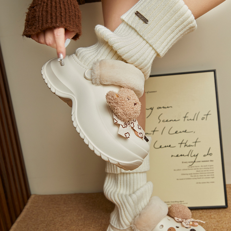 Crocs-stiilis soojad sussid fleece voodriga, paksu tallaga, EVA ülaosa ja tallaga, talv 2024