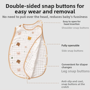 Soft Yun Kūdikio be rankovių miego maišas iš medvilnės vasariškai lengvas anti-kick