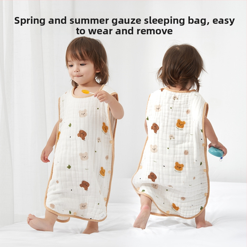 Soft Yun Kūdikio be rankovių miego maišas iš medvilnės vasariškai lengvas anti-kick