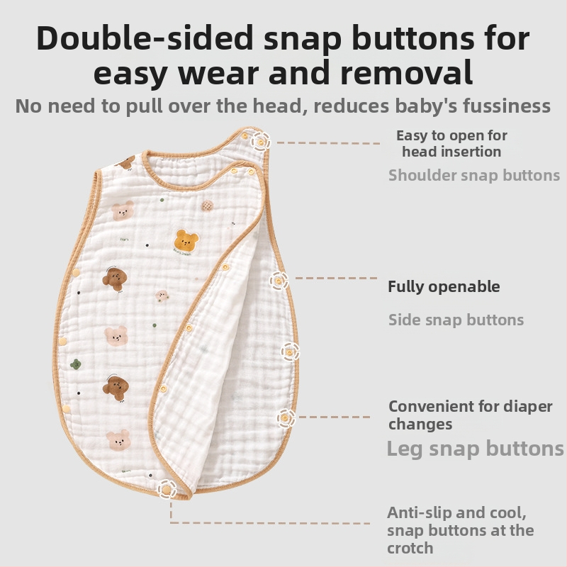Soft Yun Lapse bezvarrukas magamiskott puuvillane suvine kerge anti-kick