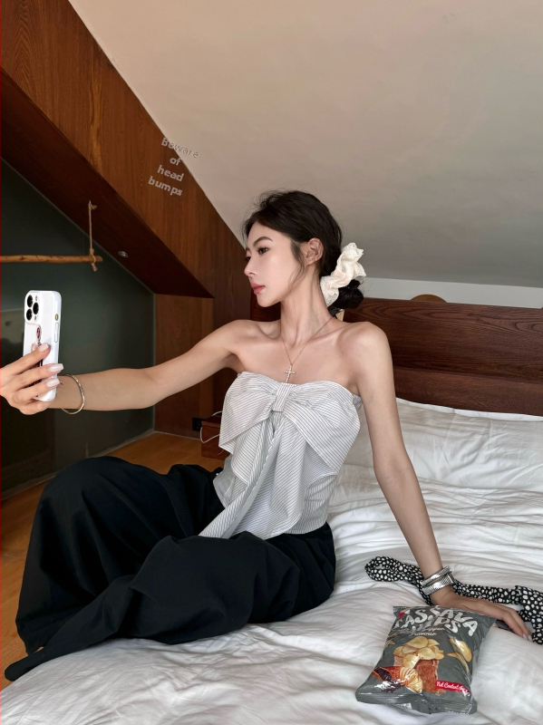 Tubo viršus – siauras pjūvis, Chenille audinys su Spandex, 2024 m. vasara