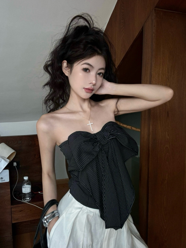 Tubo viršus – siauras pjūvis, Chenille audinys su Spandex, 2024 m. vasara