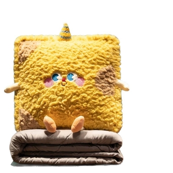 Автомобилна възглавничка‑одеяло 2‑в‑1 за почивка в офиса и комфорт на задната седалка – външен материал: плюшено велур, бродирано и квилтирано, пълнеж: полиестер