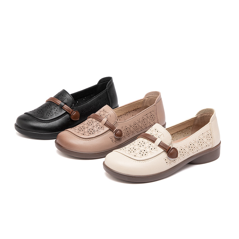 Pantofi damă cu talpă moale, design respirabil cu decupaje, talpă PU antiderapantă de 3 cm, partea superioară din piele sintetică, căptușeală PU