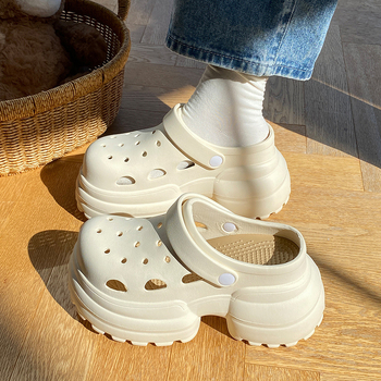 Unisex EVA kingad aukudega plaadmele ja igapäevaseks kandmiseks, suletud varvas, EVA ülemine ja tald, libisemisvastane, paks tald ≥3 cm