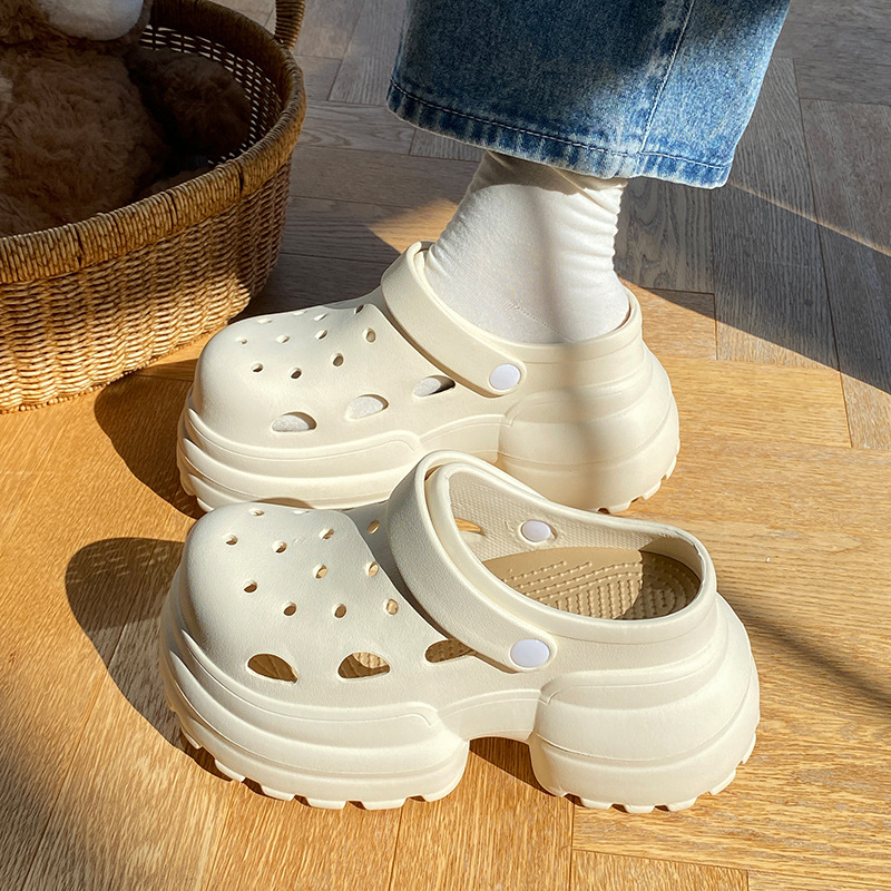 Unisex EVA kingad aukudega plaadmele ja igapäevaseks kandmiseks, suletud varvas, EVA ülemine ja tald, libisemisvastane, paks tald ≥3 cm