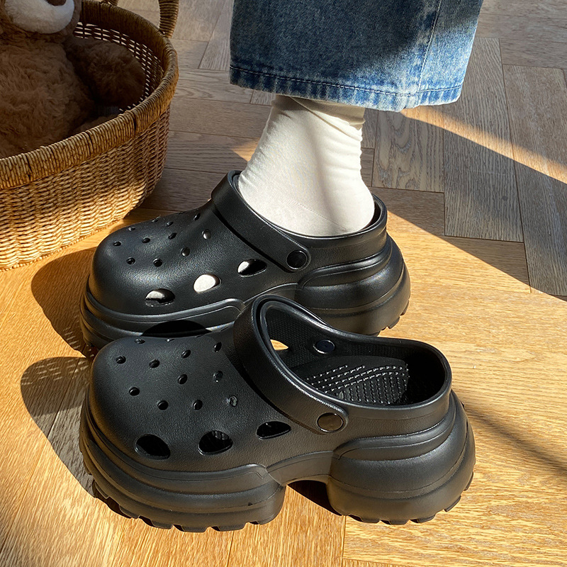 Unisex EVA kingad aukudega plaadmele ja igapäevaseks kandmiseks, suletud varvas, EVA ülemine ja tald, libisemisvastane, paks tald ≥3 cm