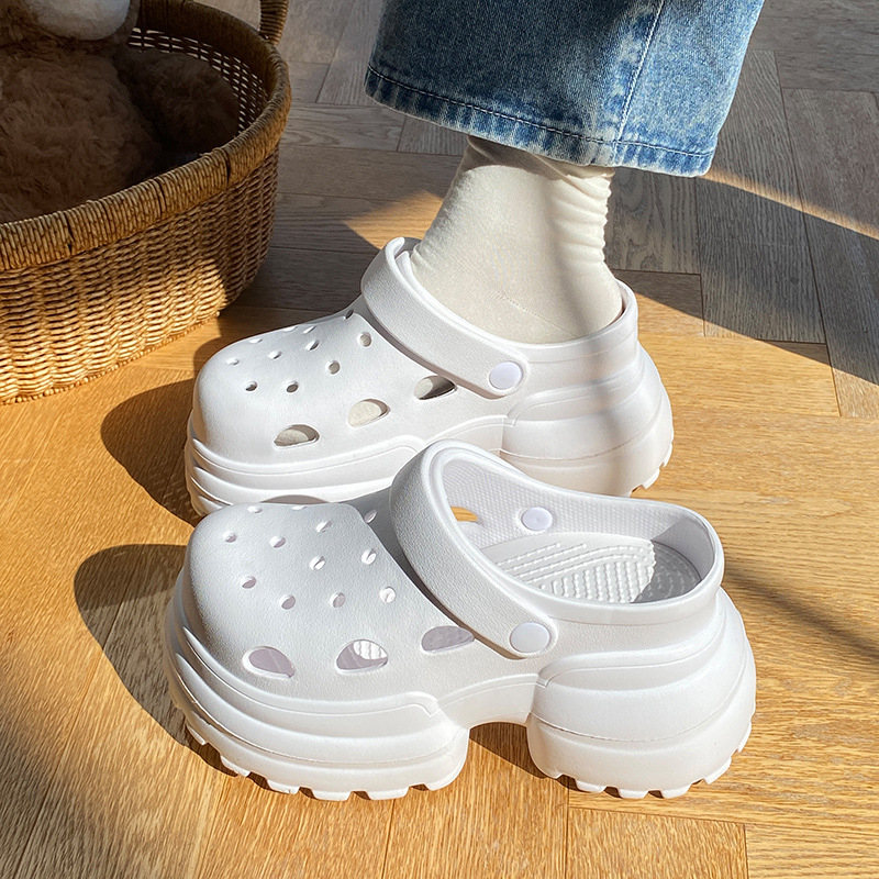 Unisex EVA kingad aukudega plaadmele ja igapäevaseks kandmiseks, suletud varvas, EVA ülemine ja tald, libisemisvastane, paks tald ≥3 cm