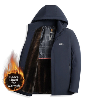 Parka pre mužov s flisovou podšívkou, hrubé zimné kabáty s odnímateľnou kapucňou, výplň z polyesteru, podšívka 100% polyester, pre dospelých mužov