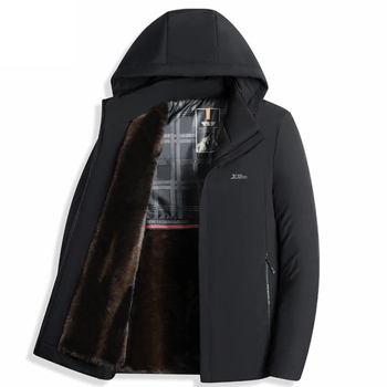 Parka pre mužov s flisovou podšívkou, hrubé zimné kabáty s odnímateľnou kapucňou, výplň z polyesteru, podšívka 100% polyester, pre dospelých mužov