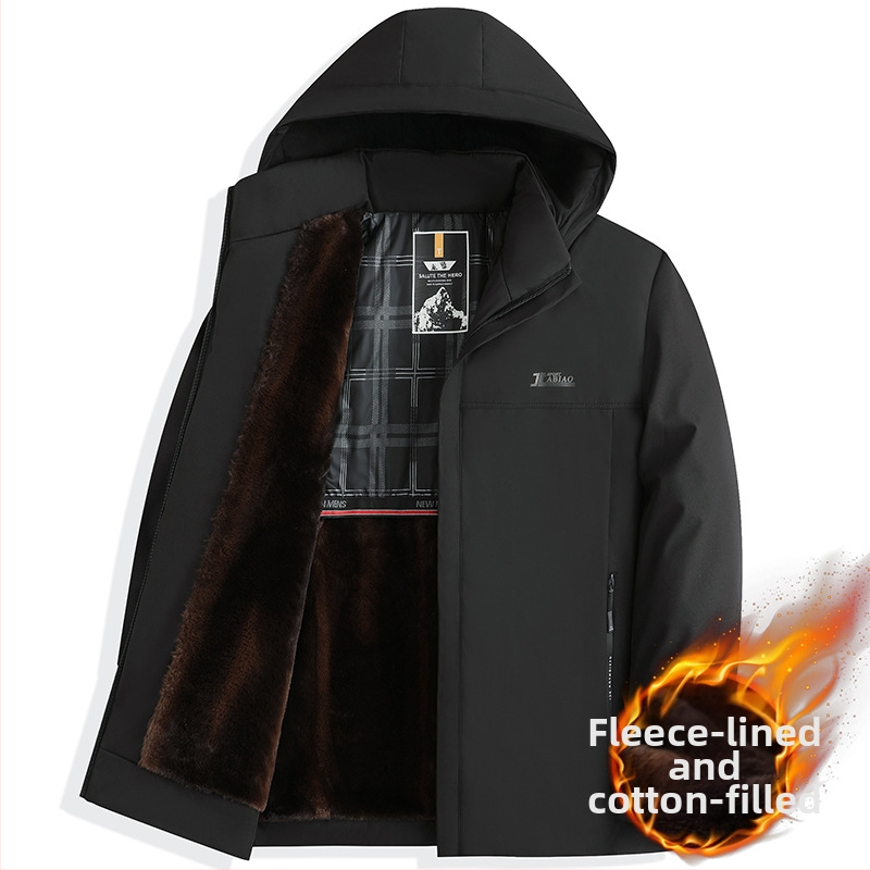 Parka pre mužov s flisovou podšívkou, hrubé zimné kabáty s odnímateľnou kapucňou, výplň z polyesteru, podšívka 100% polyester, pre dospelých mužov