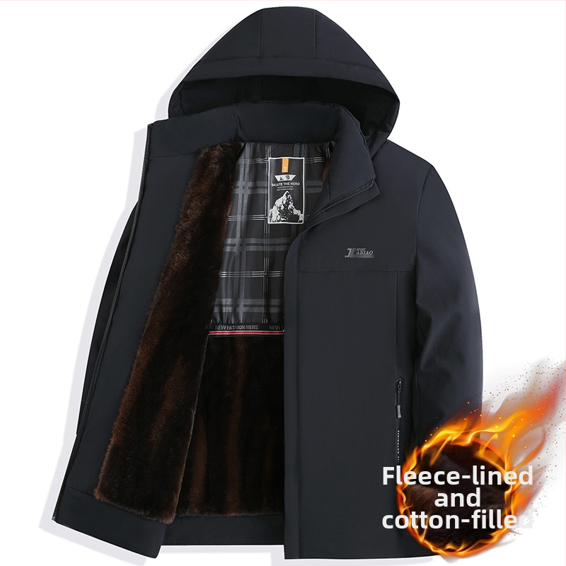 Parka pre mužov s flisovou podšívkou, hrubé zimné kabáty s odnímateľnou kapucňou, výplň z polyesteru, podšívka 100% polyester, pre dospelých mužov