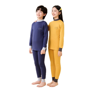 Σετ βαμβακερού θερμικού εσωρούχου για παιδιά – 2 τεμάχια, unisex, στρογγυλός λαιμός, απομάκρυνση υγρασίας, 100% βαμβάκι, 3–8 ετών