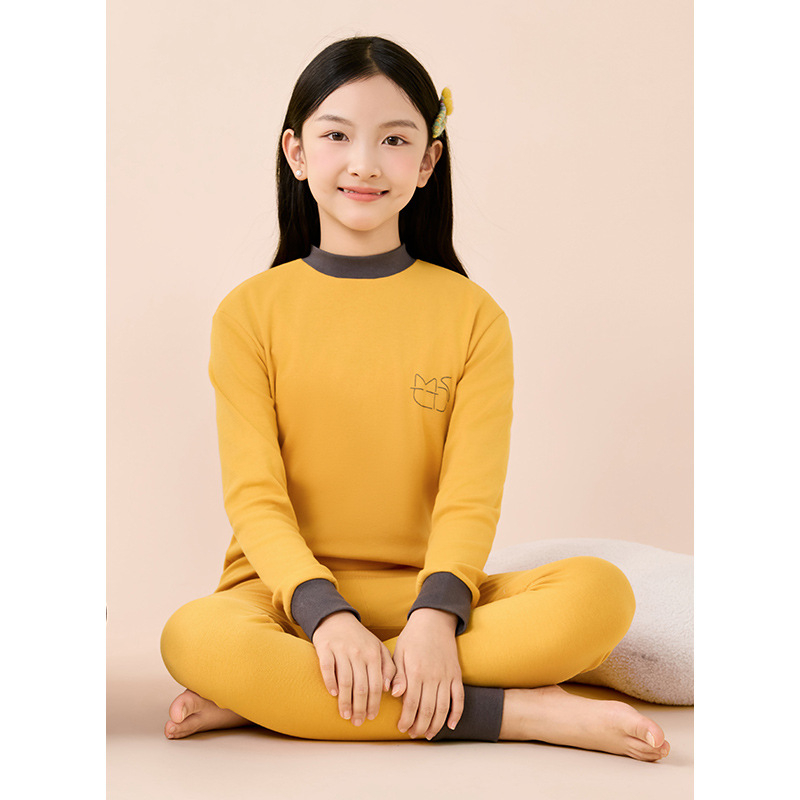 Σετ βαμβακερού θερμικού εσωρούχου για παιδιά – 2 τεμάχια, unisex, στρογγυλός λαιμός, απομάκρυνση υγρασίας, 100% βαμβάκι, 3–8 ετών