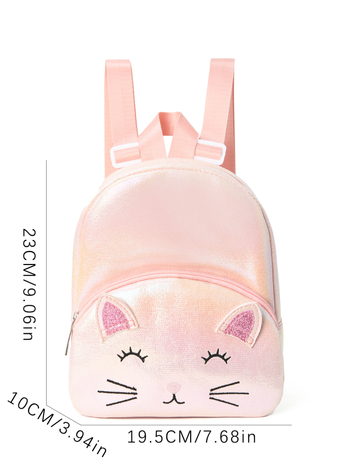 Rucsac cu broderie de pisică, buzunare duble, ultra-ușor, poliester