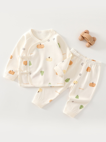 Dječji dvodijelni komplet od pamuka – (100% pamuk; novorođenče; okrugli vrat; crtani uzorak; sve sezone)