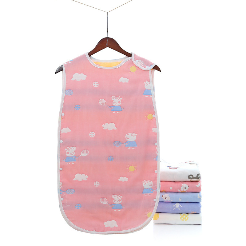 Zīdaiņu guļammaiss ar sešiem kokvilnas gazes slāņiem un pretsitienu vestu – 100% kokvilna, viegls