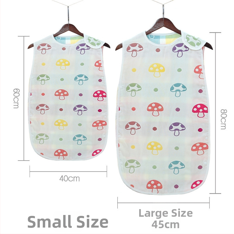 Beebide magamiskott kuue kihiga puuvillase gaziga ja kaitsevestiga – 100% puuvill, kerge