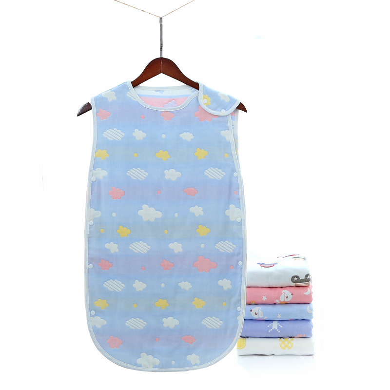 Zīdaiņu guļammaiss ar sešiem kokvilnas gazes slāņiem un pretsitienu vestu – 100% kokvilna, viegls