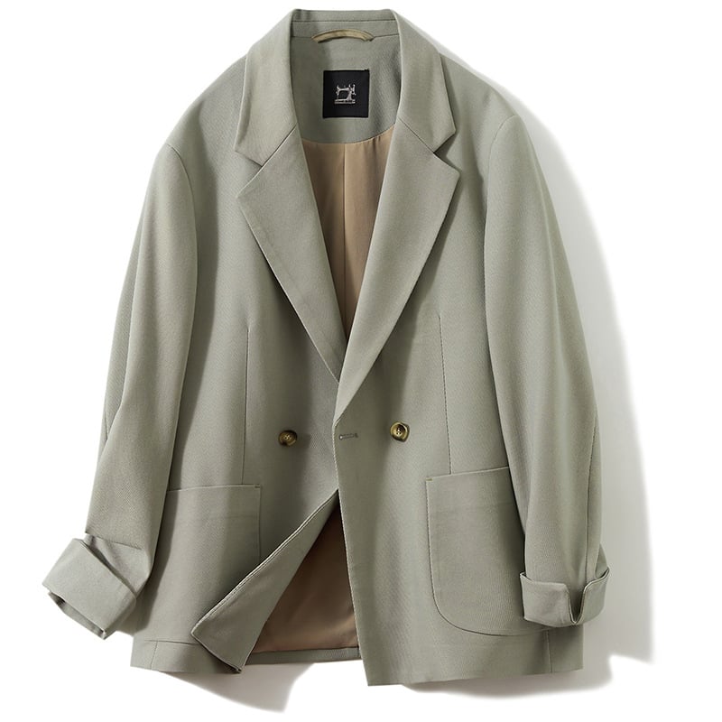 Meeste jaapani stiilis igapäevane bleiser, slim fit, ühe nupuga, puuvillase ja keemiliste kiudude segu