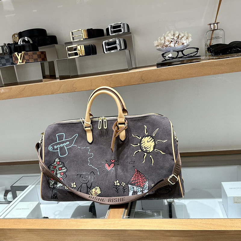 Unisex auduma ceļojumu un treniņu soma ar ģeometrisku rakstu, mitro-sausa atdalīšanu, elpojoša, ūdensnecaurlaidīga