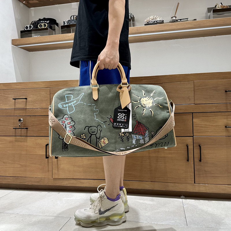 Unisex auduma ceļojumu un treniņu soma ar ģeometrisku rakstu, mitro-sausa atdalīšanu, elpojoša, ūdensnecaurlaidīga