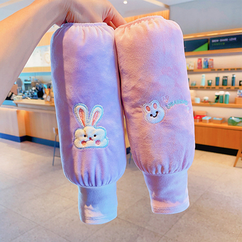 Bērnu velūra roku siltinātāji – silti, rudens-ziemas periodā, multfilmu stils, reljefā apstrāde, vidēja garuma