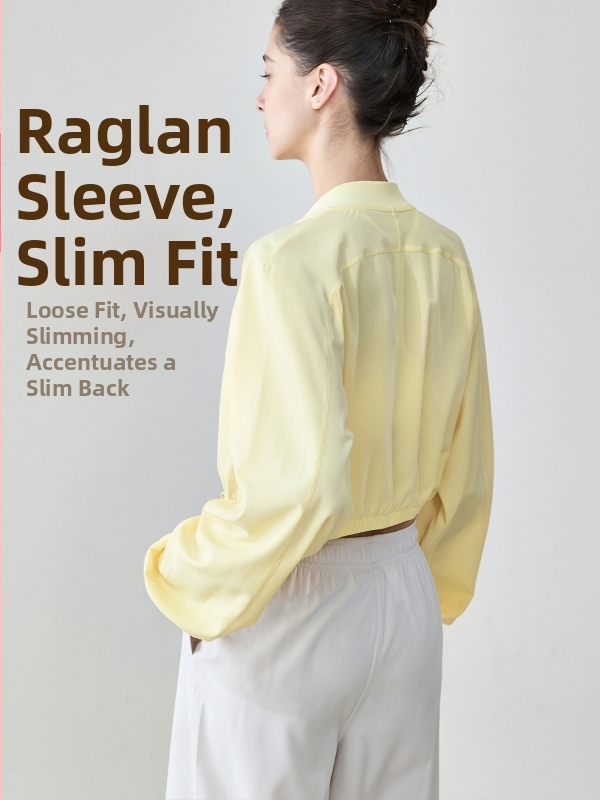 Īss sporta jaka-kardigans ar rāvējslēdzēju, vaļēja piegriezums, garas piedurknes, elpojošs materiāls, poliesters 91% / elastāns 9%