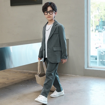 Αγόριών Κορεατικού στυλ κοστουμιού, σετ δύο τεμαχίων, μακρύ μανίκι, χωρίς κουκούλα, πολυεστερική ανάμειξη