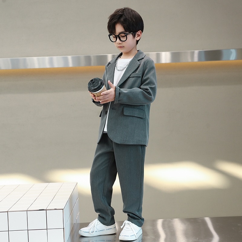 Αγόριών Κορεατικού στυλ κοστουμιού, σετ δύο τεμαχίων, μακρύ μανίκι, χωρίς κουκούλα, πολυεστερική ανάμειξη