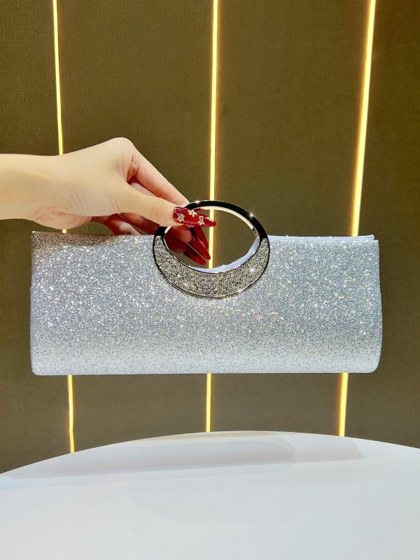 Večernja clutch torbica od poliestera, unutarnja podstava od poliestera, horizontalni kvadratni oblik, magnetsko zatvaranje, džep za mobitel