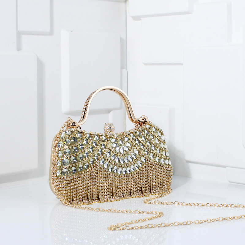 Večernja torbica s lancem, poliester, horizontalni kvadratni oblik, magnetski zatvarač, unutarnja struktura ID