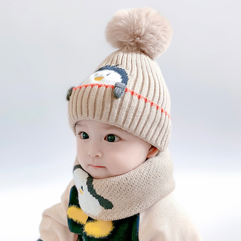 Vaikų megztų kepurių ir šalikų komplektas (medvilnė; dryžių raštas; dviejų dalių komplektas; vaikams; žiemai)