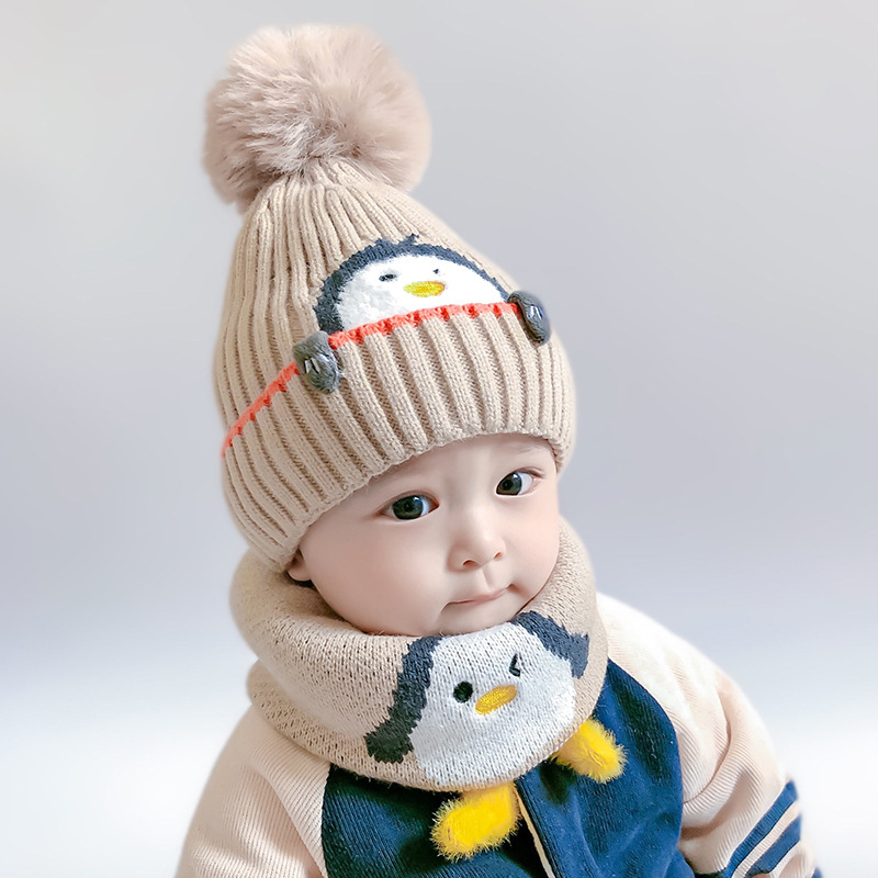 Vaikų megztų kepurių ir šalikų komplektas (medvilnė; dryžių raštas; dviejų dalių komplektas; vaikams; žiemai)